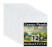 Exerz 24x30cm Paneles de Lienzos 12 piezas, 100% Algodón, 280 GSM, Triple Preparado, Libre de Ácido, Hebra Media - Ideal para Pintura Acrílica y Óleo