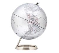 EXERZ 25CM Globo En Plata metálica con una base de acero inoxidable - en Inglés - Empaquetado En Caja Kraft De Primera Calidad, Ideal como Regalo - Plata metálica