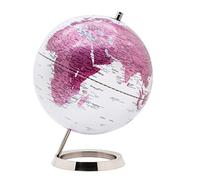 Exerz 25cm Globo terráqueo con una Base de Acero Inoxidable - en Inglés - Empaquetado En Caja Kraft De Primera Calidad, (25cm Rosado)