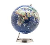 Exerz 25cm Globo Terráqueo - en Inglés - Decoración de escritorio educativa/geográfica/moderna - Con una base de metal (25cm Azúl Marino)