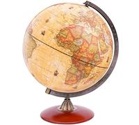 EXERZ 30cm Globo Antiguo con Base de Madera - Mapa en Inglés - Globo Terráqueo Decoración de Escritorio Educativa/Geográfica - Mapa Moderno Con Color Antiguo - Diámetro 30cm