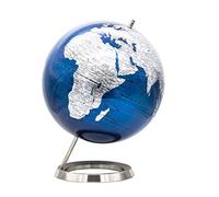 EXERZ 30CM Globo En Azul Plateado con una base de acero inoxidable - en Inglés - Empaquetado En Caja Kraft De Primera Calidad, Ideal como Regalo - Azúl metálico