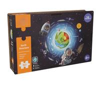 EXERZ 80 Piezas de Rompecabezas de Madera Redondos de diámetro 28 cm, “Tierra y Espacio”, Forma Redonda única, función de RA interactiva del Mapa del Mundo con aplicación Gratuita para iOS