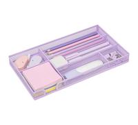 Exerz Bandeja organizadora de malla, inserto de cajón de escritorio de metal con 6 compartimentos, organizador apilable de cajones de oficina para papelería, maquillaje y accesorios (blanco)