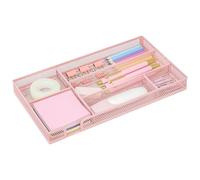 Exerz Bandeja organizadora de malla, inserto de cajón de escritorio de metal con 6 compartimentos, organizador apilable de cajones de oficina para papelería, maquillaje y accesorios