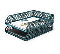 Exerz Bandejas de Correo 2pz apilable, Bandejas para Cartas, Organizador de Escritorio, Metal de Malla - Oficina, Escuela