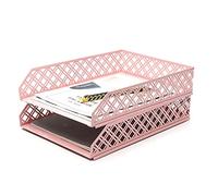 Exerz Bandejas de Correo 2pz apilable, Bandejas para Cartas, Organizador de Escritorio, Metal de Malla - Oficina, Escuela