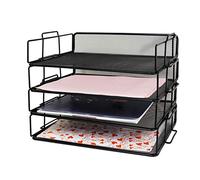 Exerz Clasificador de Papel de Malla de Alambre, 4 Piezas, Organizador Multifuncional de Escritorio, Soporte de Cartas apilable para Oficina, Escuela, Estudio, cajón 2 en 1