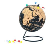 Exerz corcho globo 14 cm Pinnable mapa en inglés con Pins negro soporte | natural superficie viaje memory rotulador escritorio decoración aprendizaje gift 12 Colorata tacks