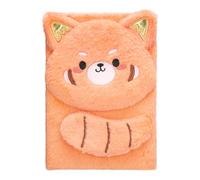 Exerz Cuaderno A5 « Hello Raccoon » - Diario Peluche Naranja Acolchado, Orejas Brillantes, 160 Páginas - Libreta Suave para Niños, Escuela & Regalo (Mandarina Dulce)