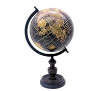 EXERZ Globo Vintage Negro con Base de Madera, Mapa en Inglés, 20 cm de Diámetro