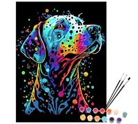 Exerz Kit de pintura por números, lienzo de 30 x 40 cm con pigmento acrílico, pinceles y accesorios (perro)