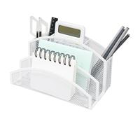 EXERZ Organizador de escritorio de malla - Soporte de cartas de 3 niveles con 4 compartimentos - Negro, blanco, rosa, púrpura - Clasificador de archivos de alambre metálico para oficina, hogar