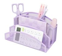 EXERZ Organizador de escritorio de malla, soporte para cartas de 3 niveles con 4 compartimentos, negro, blanco, rosa, morado, clasificador de archivos de alambre de metal para oficina, hogar, escuela