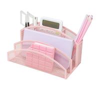 EXERZ Organizador de escritorio de malla, soporte para cartas de 3 niveles con 4 compartimentos, negro, blanco, rosa, morado, clasificador de archivos de alambre de metal para oficina, hogar, escuela