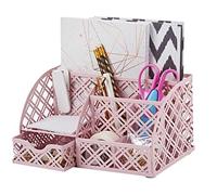 EXERZ Organizador de escritorio/organizador de escritorio de malla, soporte para bolígrafos, organizador multifuncional con 7 compartimentos (turquesa)