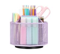 Exerz Organizador de Escritorio Rotación de 360, Portalápices, Sistema de Almacenamiento Giratorio, Lapiceros Ordenado de Oficina, Base Antideslizante - Morado Claro