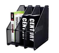 Exerz Revistero archivador triple de malla metálica/Archivadores de revistas/Estante para escritorio- 3 Compartimentos para Organizador Archivo Documento/Cuadernos/Carpetas (Negro)