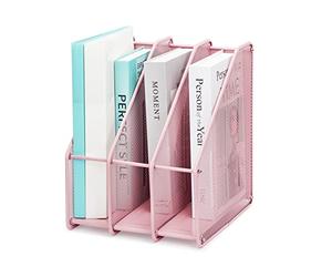 Exerz Revistero archivador triple de malla metálica/Archivadores de revistas/Estante para escritorio- 3 Compartimentos para Organizador Archivo Documento/Cuadernos/Carpetas