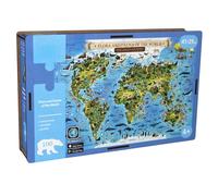 EXERZ Rompecabezas de Madera de 100 Piezas A3 (41 x 29 cm), con “Flora y Fauna”, función de RA interactiva del Mapa del Mundo con aplicación Gratuita para iOS
