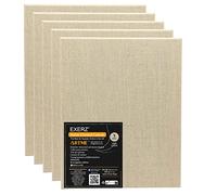 Exerz Tela di Lino 24x30cm 5 Pezzi, Tele Intelaiate 1,7cm, 320g/m², 100% Lino, Triplo Primer, Senza Acidi, Grana Media, per Acrilico e Olio