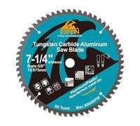 EXFEIN Disco de Corte de Metal 184mm para Aluminio No Ferroso Disco de Corte de 60 Dientes con Punta de Carburo de Tungsteno con Arbol de 15.875mm