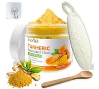 Exfoliante Corporal de Cúrcuma, Turmeric Body Scrub, Elimina la Piel Muerta,con 2 esponjas de lufa orgánicas para manchas oscuras hiperpigmentadas en el cuerpo y la cara hidratante