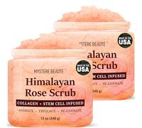 Exfoliante corporal de sal del Himalaya de 12 onzas cada paquete doble, con colágeno y células madre, exfoliante de sal para celulitis, limpieza profunda para acné, cicatrices, arrugas, hidrata la