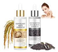 Exfoliante de arroz blanco y negro, ampolla exfoliante de arroz, suero exfoliante de arroz, eliminador de puntos negros, limpieza de poros, para todo tipo de piel (100 ml x 2)