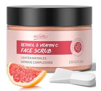 Exfoliante Facial con Retinol y Vitamina C, Antiedad, Reduce Arrugas, Rejuvenece la piel Joven, Exfoliante Suave para Manchas Oscuras y Acné, Refina los Poros, para Todo Tipo de Piel, 150g