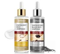Exfoliante Facial de Arroz y Arroz Negro,Peeling Facial Arroz 100ml + Arroz Negro 100ml,Exfoliante Suave con AHA BHA y Niacinamida, Elimina Células Muertas, Poros y Puntos Negros, Piel Lisa y Luminosa
