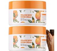Exfoliante facial y corporal de naranja de 230 g, suave y con infusión de vitamina C, que limpia e hidrata profundamente, deja la piel más suave y tersa, crema exfoliante corporal de naranja. (2PCS)