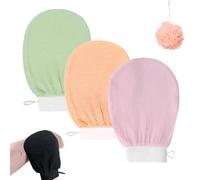 Exfoliating Glove, Cheeky Glow Exfoliating Glove, Deep Body Exfoliator Mitt Dead Skin Remover Shower Scrubbing Gloves Women and Men for Shower (3pcs D)