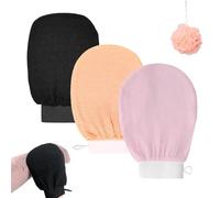 Exfoliating Glove, Cheeky Glow Exfoliating Glove, Deep Body Exfoliator Mitt Dead Skin Remover Shower Scrubbing Gloves Women and Men for Shower (3pcs F)