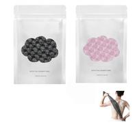 Exfoliating Shower Towel 48" - 2-in-1 Antibacterial Body Scrubber with Dual Textured Sides for Dead Skin Removal, All Skin Types(Pink+Black)