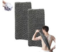 Exfoliating Shower Towel - Natural bambú y carbón de fibra Scrub Glove, Gentle Exfoliation for the Body (Black*2PCS)