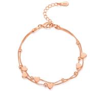 EXGOX S925 Silver Heart Bracelet, Adjustable Double Layered S925 Sterling Heart Bracelet for Women, Elegant Silver Chain Jewellery, Wedding Anniversary Bestfriend Birthday Gift for Her