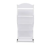 Exhibición Estantería de exhibición for revistas, libros y 4 capas en blanco negro, ideal for áreas recepción, salas espera escuelas Soporte(Blanco)