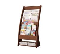 Exhibición Estantería de madera for periódicos oficina, estantería pie for revistas, expositor materiales promocionales Soporte(Bruin)