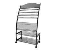 Exhibición Expositor de revistas pie con 4 ruedas, móvil y fijable, for folletos, ideal for sala estar interior Soporte