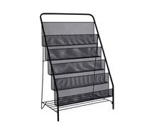 Exhibición Revistero creativo Estante de almacenamiento plegable for oficina hierro Soporte exhibición folletos pie Estantería simple for sala estar Soporte(Negro)