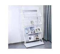 Exhibición Revistero de 4 niveles, soporte for periódicos, expositor folletos pie, estantería for exposiciones Soporte(Blanco)