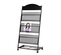 Exhibición Revistero de pie Estante información almacenamiento exhibición periódicos libros manual for exposiciones Feria comercial Oficina Tienda minorista Soporte(Negro)