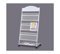 Exhibición Revistero de pie Estante información almacenamiento exhibición periódicos libros manual for exposiciones Feria comercial Oficina Tienda minorista Soporte(Blanco)