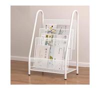 Exhibición Revistero de piso a techo Estantería simple Estante for periódicos Estantes hierro Sala estudio for libros y Almacenamiento en la sala estar Revisteros Soporte(Blanco)