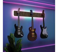 Exhibidor de pared iluminado con LED para múltiples guitarras eléctricas, bajos y acústicas | Vitrina modular retroiluminada con aislamiento acústico | Color: [Beige | 3-Guitars+LED (115x15cm)]