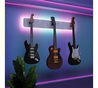 Exhibidor de pared iluminado con LED para múltiples guitarras eléctricas, bajos y acústicas | Vitrina modular retroiluminada con aislamiento acústico | Color: [Blanco | 3-Guitars+LED (115x15cm)]