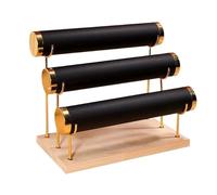 Exhibidor De Pulseras Estante de joyería 1/2/3 capas, soporte pulsera madera for mujeres y hombres, exhibición, 2 uds Para Pulseras, Collares(3 layer black)