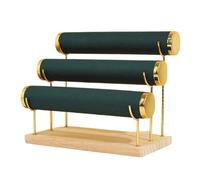 Exhibidor De Pulseras Expositor de Joyas 3 capas, estante for cadena reloj, Base madera, soporte exhibición for brazalete, collar, diadema, organizador Para Pulseras, Collares(Dark Green)