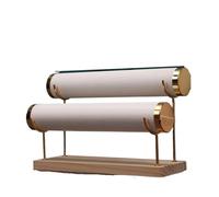 Exhibidor De Pulseras Soporte de exhibición joyería 2 capas, Base madera for brazalete, collar, diadema, organizador, pulsera, estante cadena reloj Para Pulseras, Collares(White)